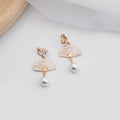 Elegant Vintage Gold Alloy Folding Fan Enamel Floral Tassel Faux Pearl Drop Clip On Stud Earrings view 2