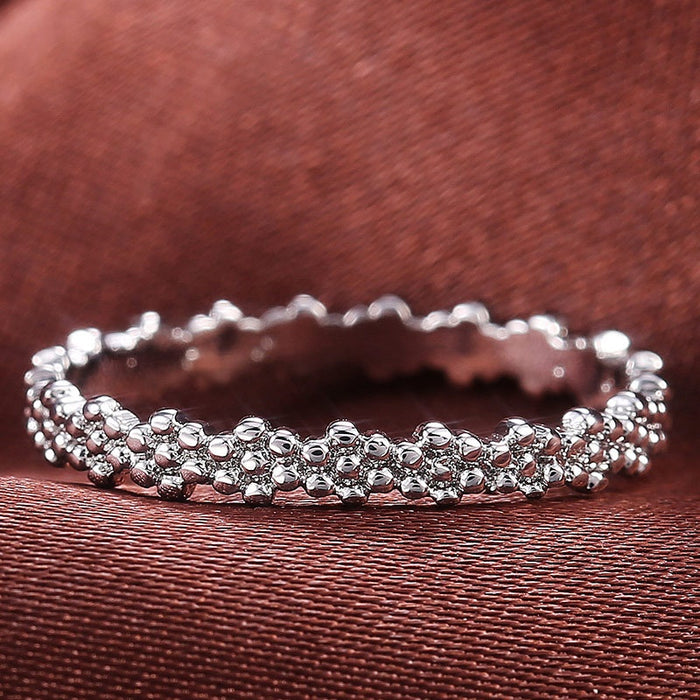 Fashion Daisy Women Ring In Silver Plated Copper, Elegant Floral Jewelry For