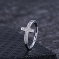 Women's Silver Plated Copper Ring With Micro Pave Zircon Minimalist Design view 3