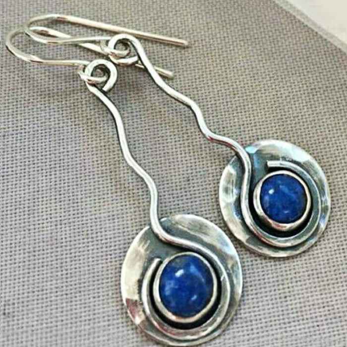 Vintage Turquoise Long Drop Earrings For Women European American Fashion Statement Ear Jewelry