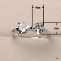 Classic Bowknot White Square Crystal Silver Plated Copper Ring Fashion Jewelry view 5