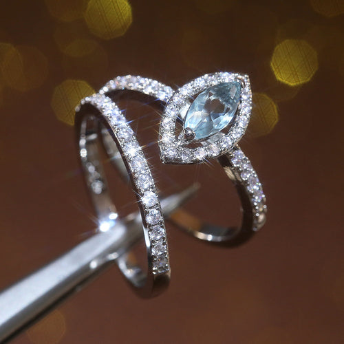 Silver Plated Zircon Couple Rings For Men And Women Wedding Engagement Gift Jewelry