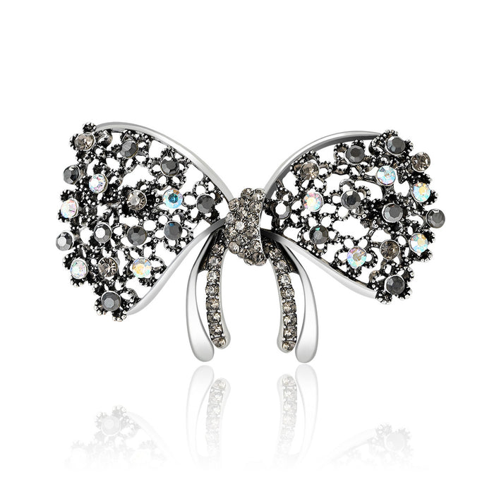Alloy Rhinestone Bow Brooch Pin For Women's Clothing Accessories