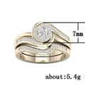 Gold Plated Women's Micro Pave Crystal Ring Proposal Jewelry view 3