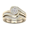 Gold Plated Women's Micro Pave Crystal Ring Proposal Jewelry view 1