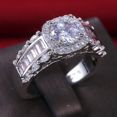 European Fashion Square Princess Cut Micro Pave Zircon Engagement Ring For Women