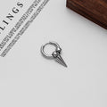 Punk Stainless Steel Hoop Studs With Cone Spike Feather Chain Tassel Ear Cuff Earrings view 3