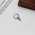 Punk Stainless Steel Hoop Studs With Cone Spike Feather Chain Tassel Ear Cuff Earrings view 2