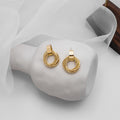 Elegant Alloy Multi Layer Twisted Round Hoop Stud Drop Earrings 925 Silver Pin Geometric Metal Earrings view 2