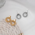 Elegant Alloy Multi Layer Twisted Round Hoop Stud Drop Earrings 925 Silver Pin Geometric Metal Earrings view 1