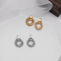 Elegant Alloy Multi Layer Twisted Round Hoop Stud Drop Earrings 925 Silver Pin Geometric Metal Earrings view 4