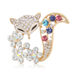 Alloy Rhinestone Fox Brooch Pin For Versatile Clothing Accessories