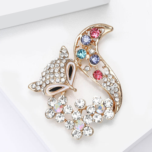 Alloy Rhinestone Fox Brooch Pin For Versatile Clothing Accessories