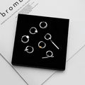 Punk Stainless Steel Geometric Hoop Studs With Bar Ball Square Charms For Women Street Style Earrings view 2