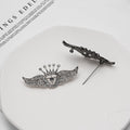 Full Rhinestone Crown Wings Brooch, Korean Fashion Angel Wing Crystal Pin Corsage view 3