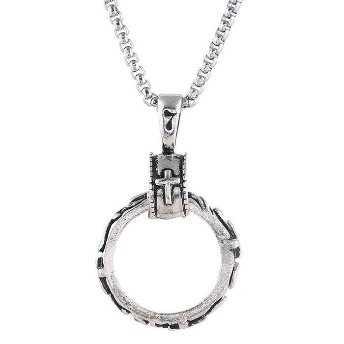 Korean Style Simple Alloy Pendant Necklace For Men, Versatile Retro Sweater Chain Accessory