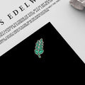 Creative Plant Leaf Enamel Brooch Pin, Korean Japanese Cute Alloy Floral Lapel Accessory For view 2