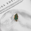 Creative Plant Leaf Enamel Brooch Pin, Korean Japanese Cute Alloy Floral Lapel Accessory For view 3