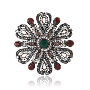 Vintage Alloy Rhinestone Hollow Flower Brooch For Women's Lapel Decor