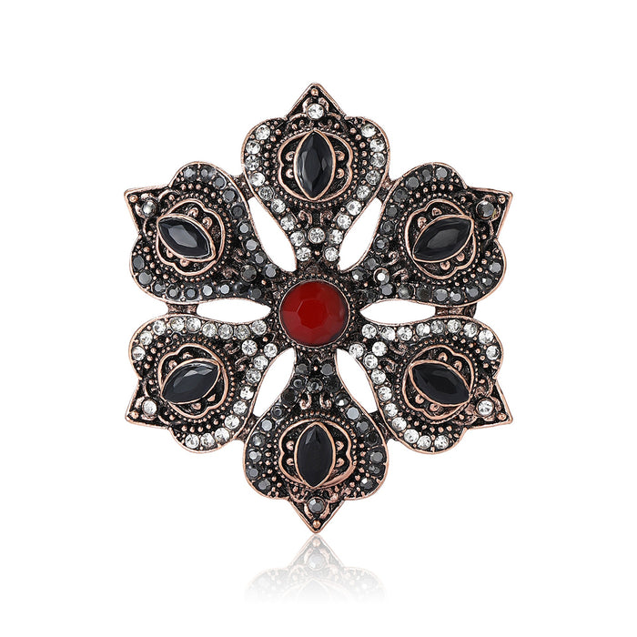 Vintage Alloy Rhinestone Flower Brooch For Baroque Women's Apparel Accessories