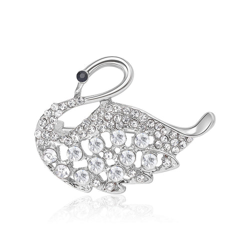 Alloy Rhinestone Hollow Swan Brooch Pin For Elegant Apparel