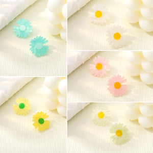 Candy Color Acrylic Daisy Flower Studs 925 Silver Needle Sweet Forest Style Women's Fashion Earrings