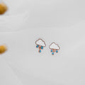Cute Enamel Cloud And Blue Raindrop Alloy Stud Earrings For Girls Minimal Creative Fashion Earrings view 2