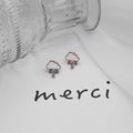 Cute Enamel Cloud And Blue Raindrop Alloy Stud Earrings For Girls Minimal Creative Fashion Earrings view 4