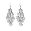 Bohemian Vintage Alloy Hollow Rose Butterfly Geometric Diamond Layered Metal Long Tassel Drop Earrings view 5