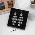 Bohemian Vintage Alloy Hollow Rose Butterfly Geometric Diamond Layered Metal Long Tassel Drop Earrings view 3
