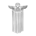 Creative British Style Five Point Star Badge Angel Wing Chain Tassel Brooch Pin Clothing Accessory view 5