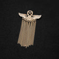 Creative British Style Five Point Star Badge Angel Wing Chain Tassel Brooch Pin Clothing Accessory view 4