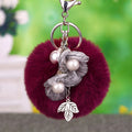 Floral, Leaf and Angel Plush Pom Pom Keychains in Forty Colorways view 7