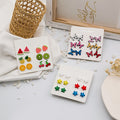 Colorful Acrylic Fruit Butterfly Flower Stud Set, Strawberry Watermelon Cherry Weekly Fashion Earrings view 2