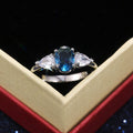 Luxury Blue Zircon Inlaid Women's Ring European American Style Engagement Jewelry view 4