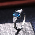 Luxury Blue Zircon Inlaid Women's Ring European American Style Engagement Jewelry view 2