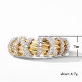 Geometric Line Alloy Ring For Women Simple Fashion Jewelry With Small Rhinestone Inlay view 4