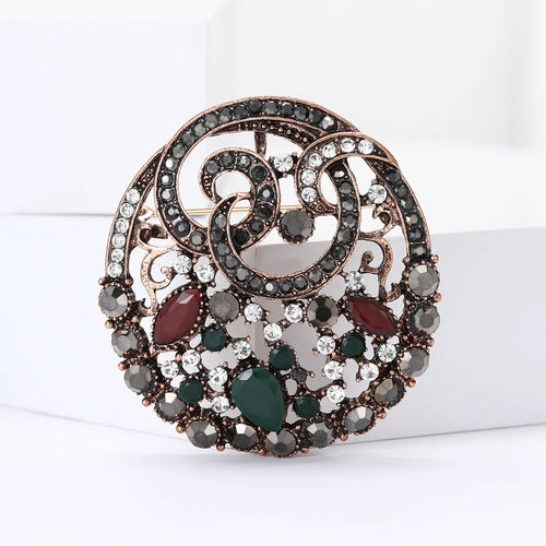 Alloy Rhinestone Vintage Style Brooch Pin For Women's Coats