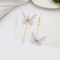 Elegant Asymmetric Butterfly Alloy Hoop Tassel Pearl Crystal Zircon Fashion Long Drop Earrings view 3