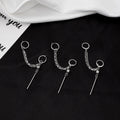 Korean Stainless Steel Double Hoop Chain Tassel Ear Cuff Clip On Long Bar Dangle Earrings view 1