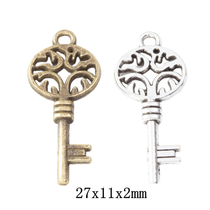 Zinc Alloy Key Charm Pendant No.173258 for DIY Necklace Bracelet Jewelry Making