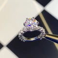 Platinum Plated Six Prong Cubic Zirconia Ring Sparkling Star Wedding Engagement Jewelry view 3