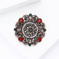 Alloy Rhinestone Round Vintage Brooch For Blazers And Coats view 4