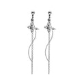 Elegant 925 Silver Pin Crystal Butterfly S Curve Chain Tassel Rhinestone Long Drop Earrings view 5