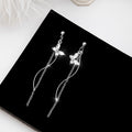 Elegant 925 Silver Pin Crystal Butterfly S Curve Chain Tassel Rhinestone Long Drop Earrings view 2
