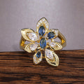 European American Luxury Women's Flower Shaped Colorful Zircon Party Ring Fashion Jewelry view 4