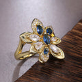 European American Luxury Women's Flower Shaped Colorful Zircon Party Ring Fashion Jewelry view 3