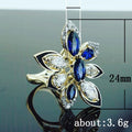European American Luxury Women's Flower Shaped Colorful Zircon Party Ring Fashion Jewelry view 5