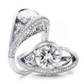 European American Luxury Women's Simulated Diamond Wedding Ring With Micro Pave Zircon Stones view 1