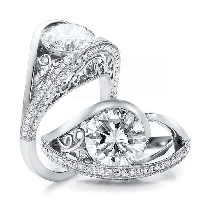 European American Luxury Women's Simulated Diamond Wedding Ring With Micro Pave Zircon Stones
